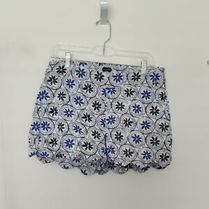 Mudpie Blue Medallion Scalloped Shorts
